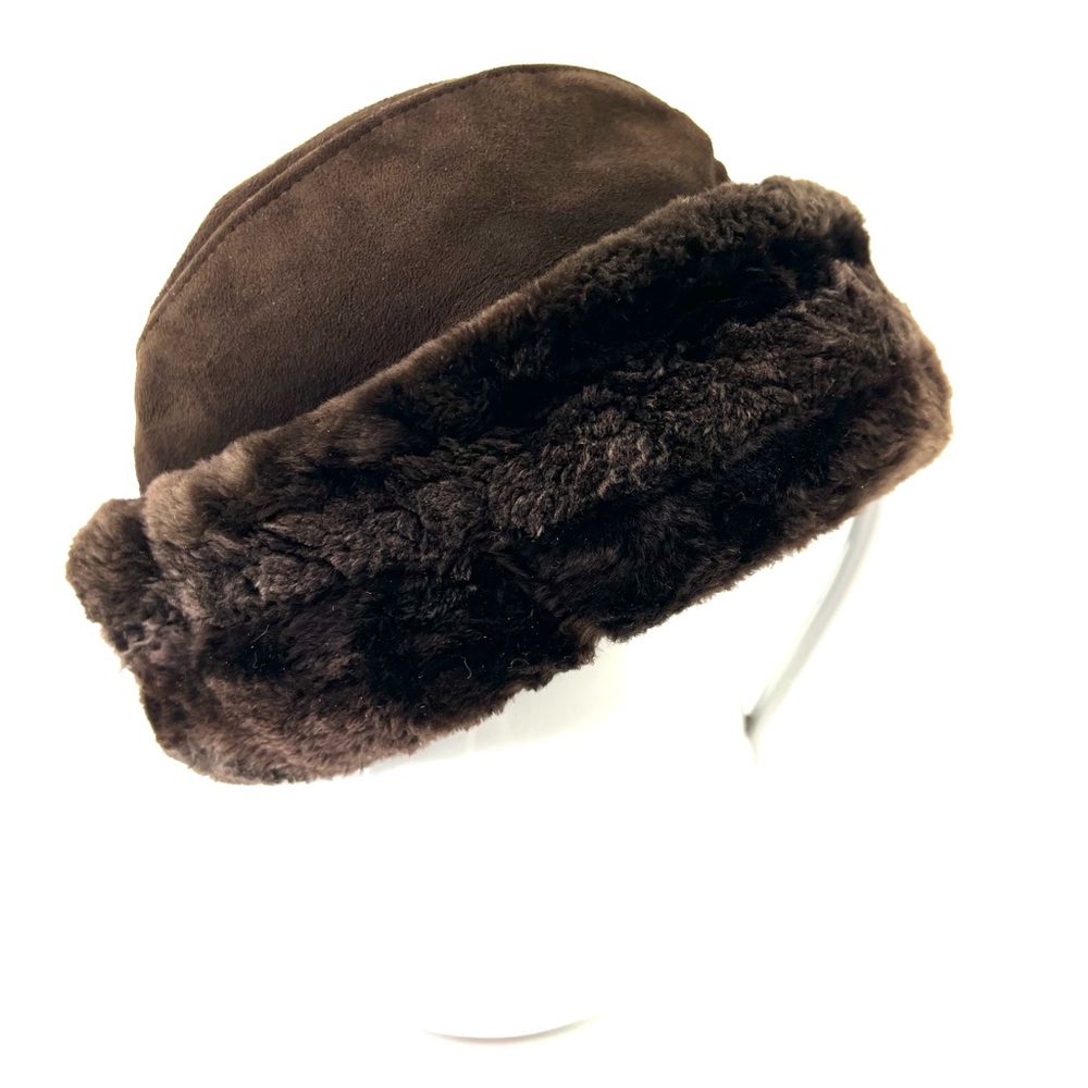 VTG North King Suede Quilted Trapper Cap Plush Faux Fur Brown Insulated Flaps